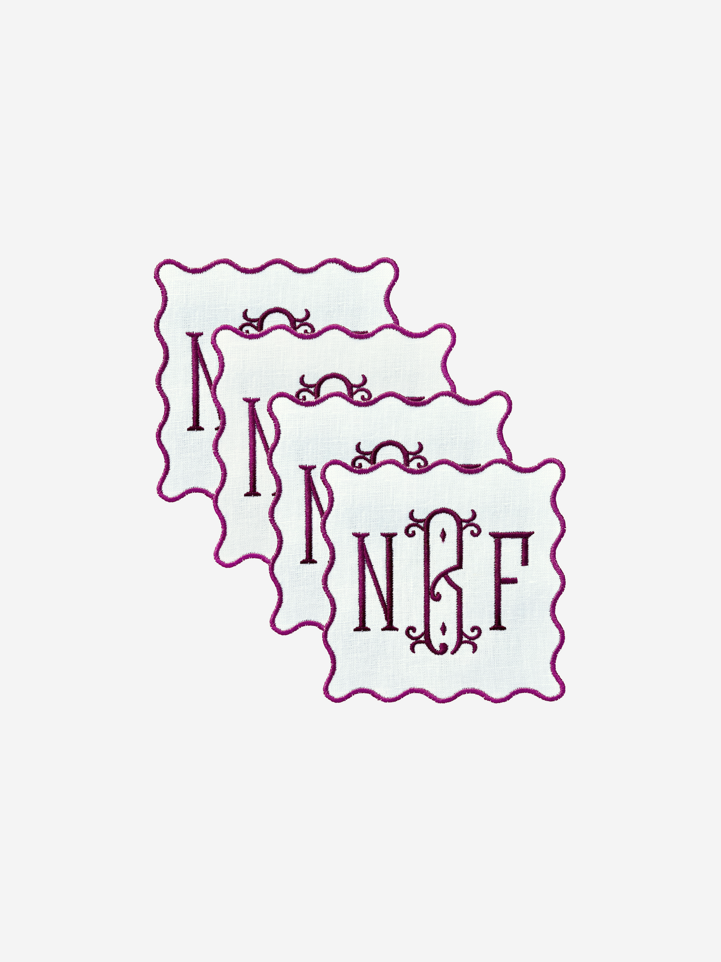 Initial Monogrammed Cocktail Napkins - Vienna Font