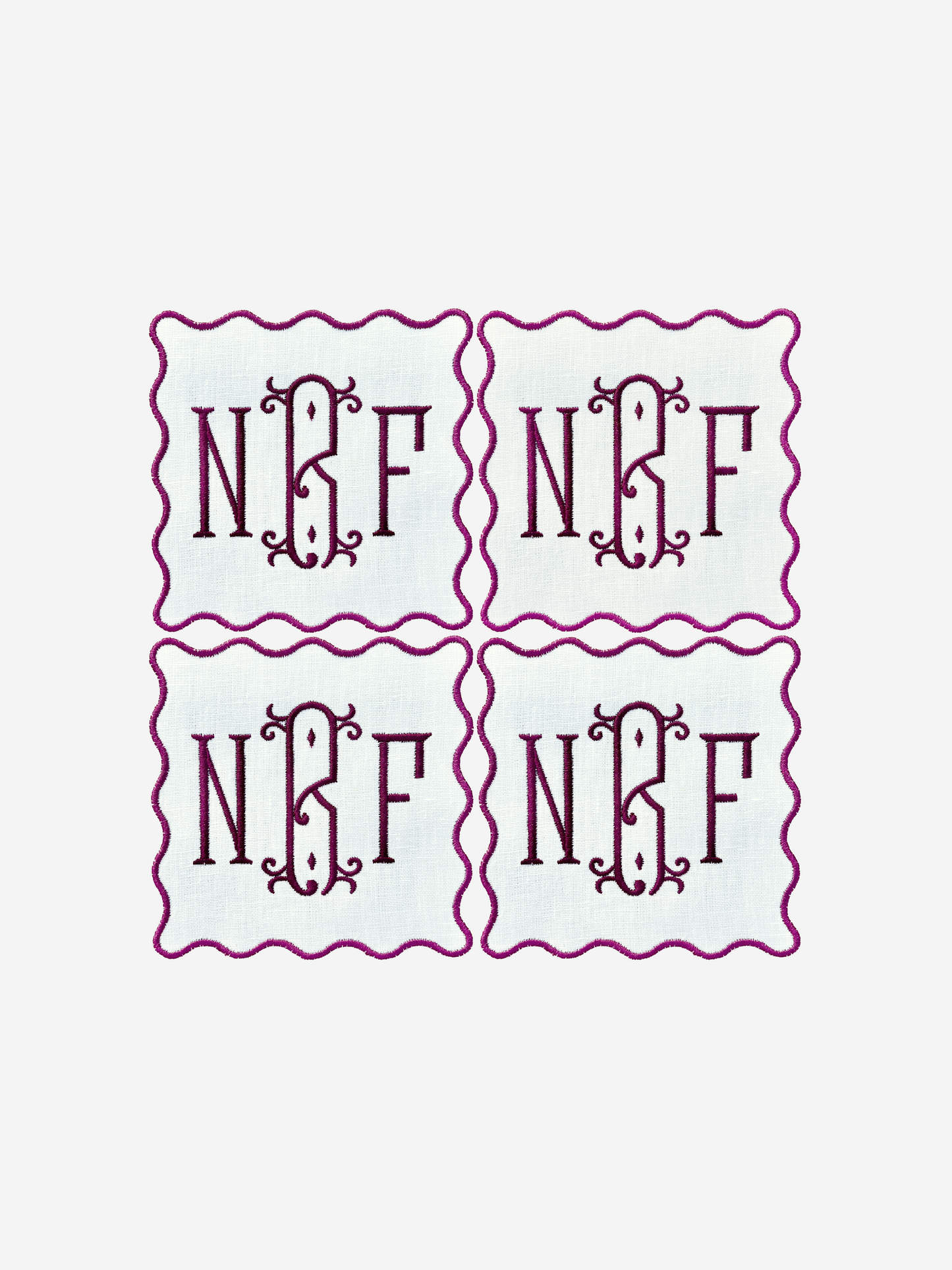 Initial Monogrammed Cocktail Napkins - Vienna Font